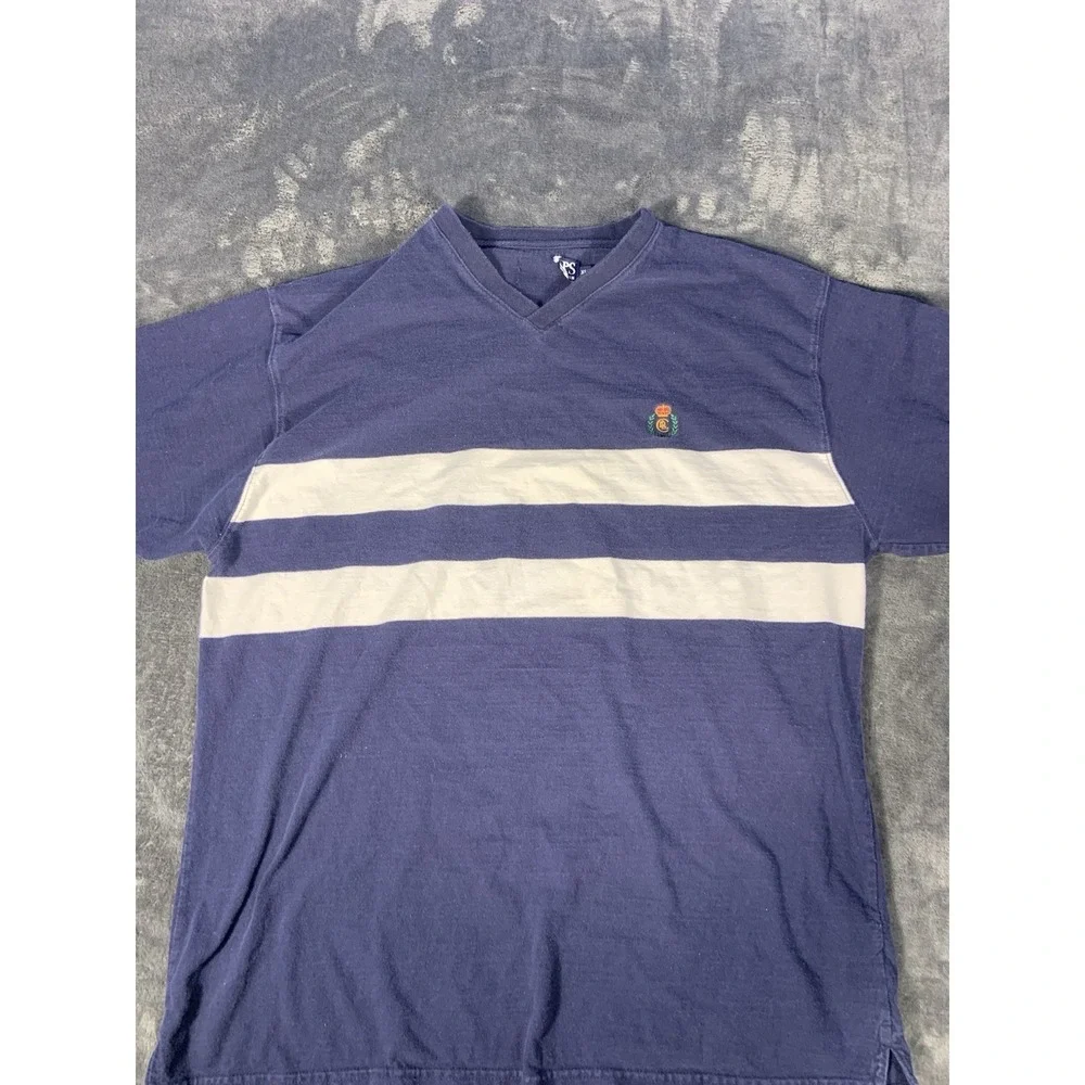 Vtg Chaps Ralph Lauren Rugby Navy Blue/White Long Sleeve Shirt Men's Size XL